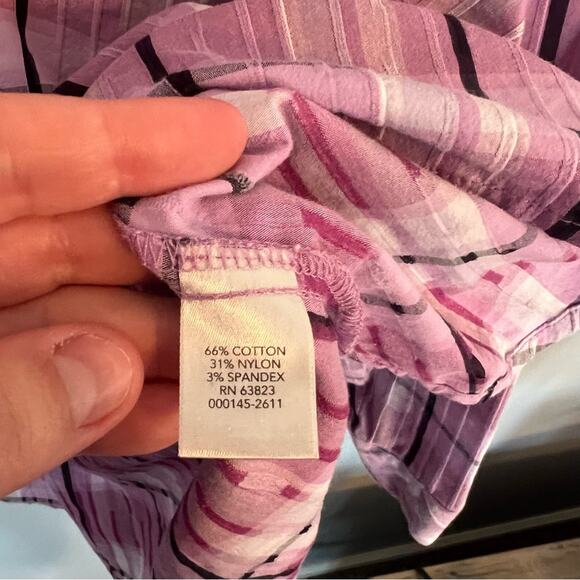 CJ Banks Purple Plaid Roll Tab Sleeve Button Down Shirt Plus Size 2X - Picture 4 of 7